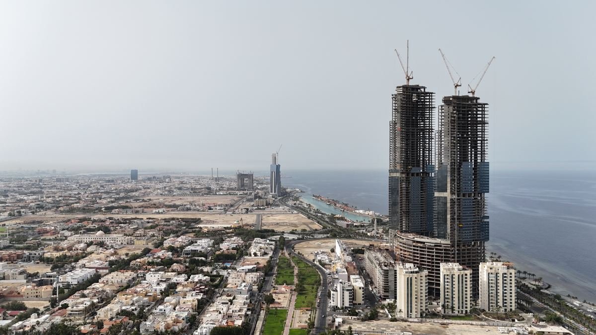 Jeddah corniche and new towers by the Red Sea
