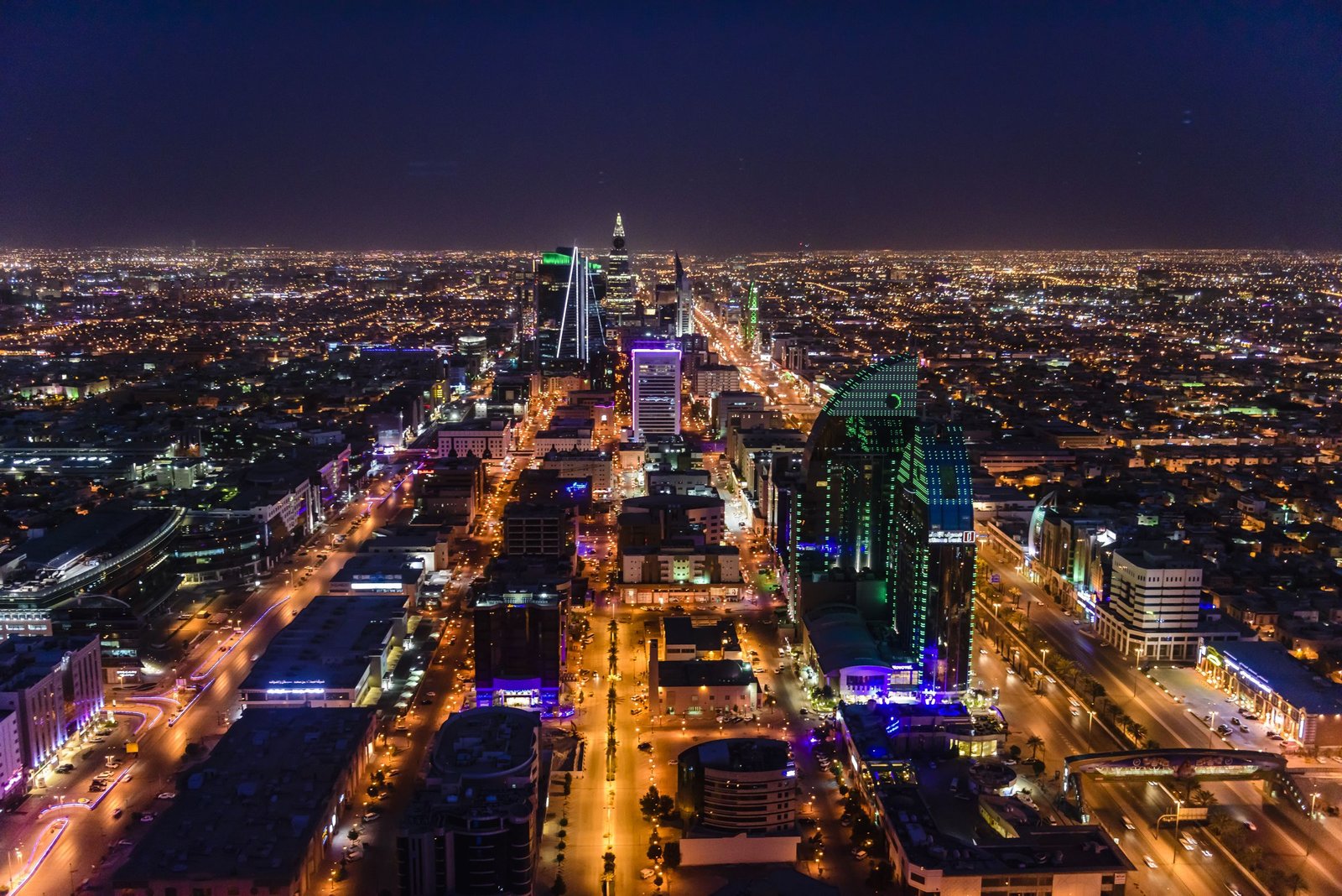 Riyadh city lights at night, Saudi Arabia